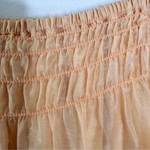 Vince Smocked Waist Gathered Maxi Skirt Peach Size L NWT - Picture 10 of 12